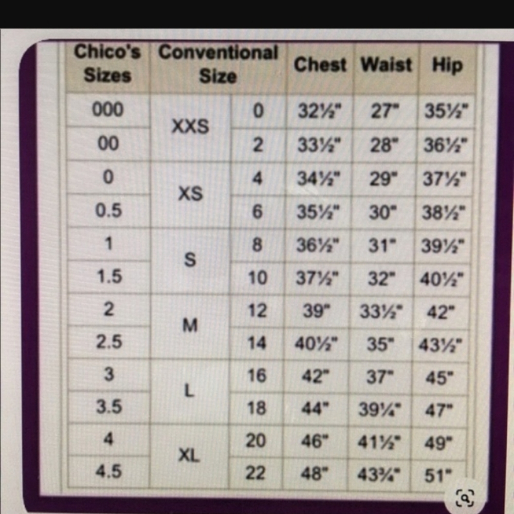 Chico's Size Chart